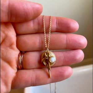 Shinola 14k gold 20” bolt opal necklace